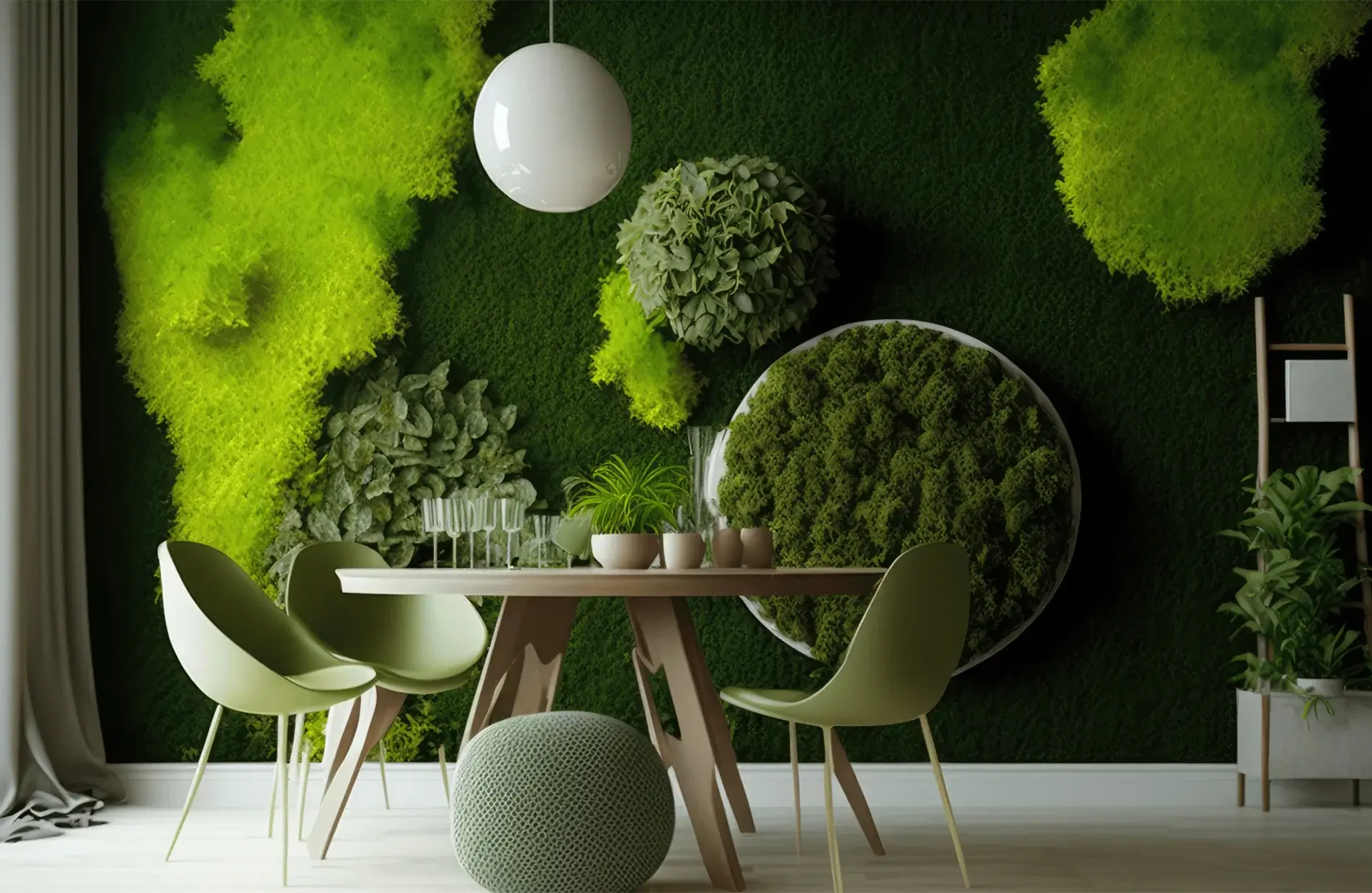Dining room highlight moss wall interior benefits