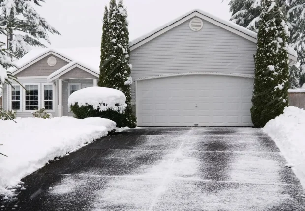 Edmonton winter driveway paving in snowy conditions